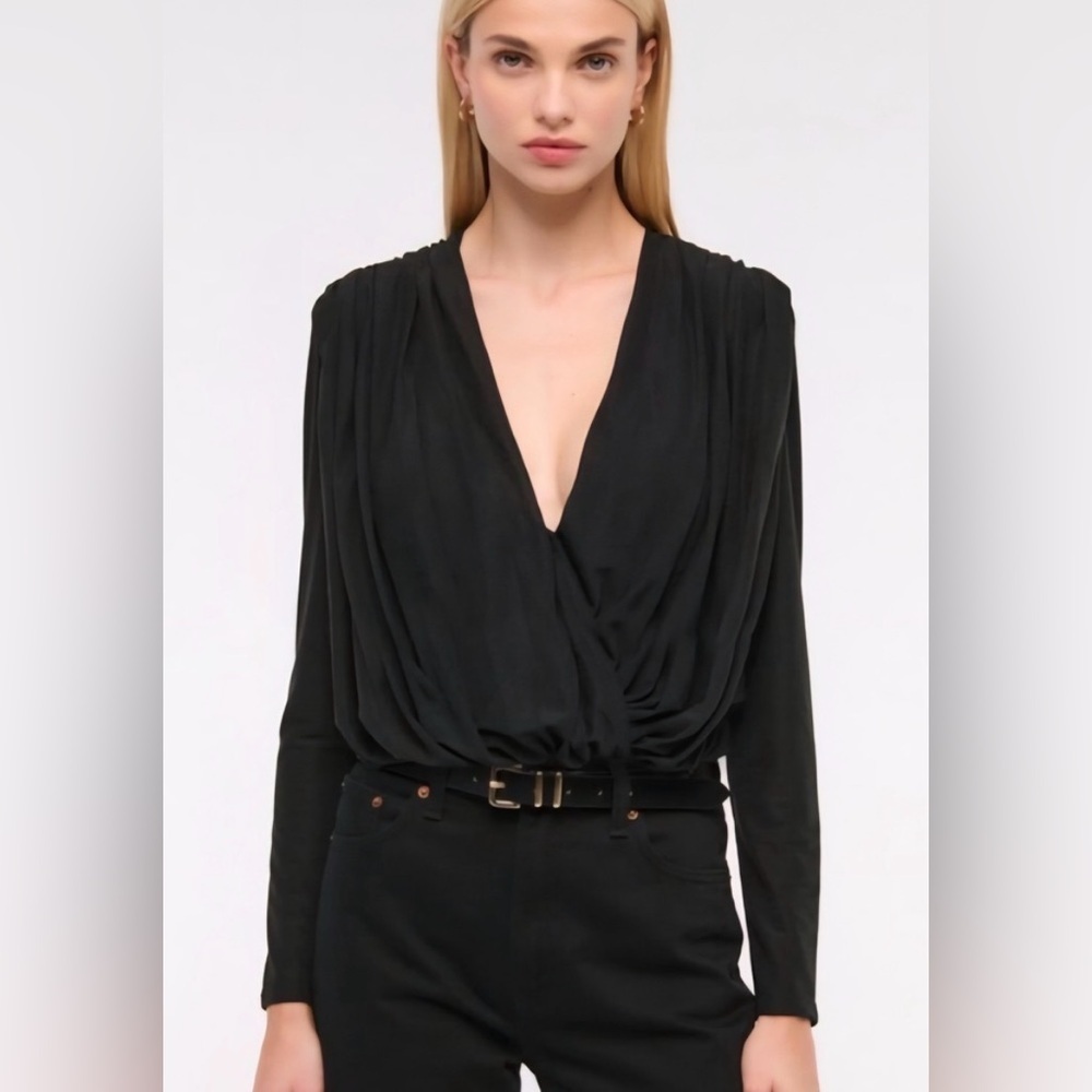 NWT Abercrombie & Fitch Black Drape Body Suite Size L